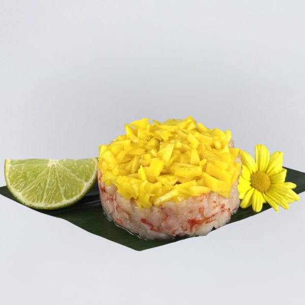 tartare de crevettes rouges et de mangue