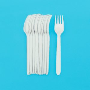 Set of plastic forks. Plastic life. Minimal art design